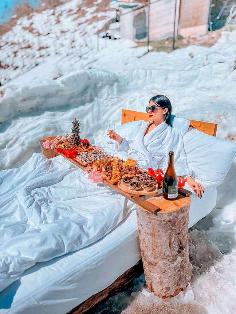 girls happiness in winter time